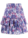 Isabel Marant Étoile Naomi Smocked Floral Tiered Skirt In Blue