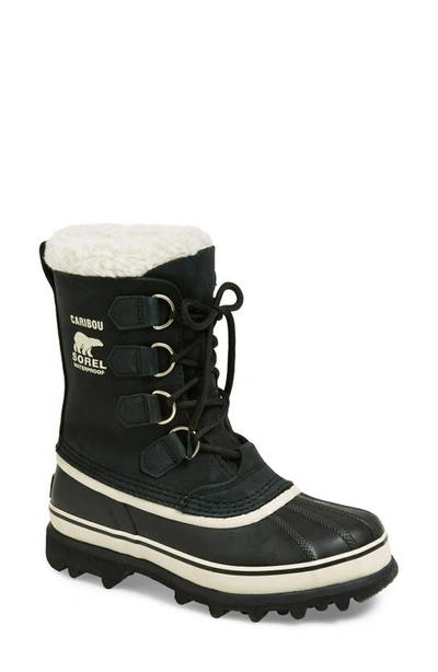 Sorel Caribou Waterproof Nubuck And Rubber Boots In Black