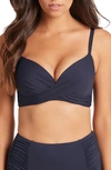 Sea Level Cross Front Molded Underwire Bikini Top In Night Sky