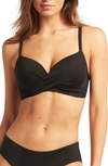 Sea Level Cross Front Molded Underwire Bikini Top In Black