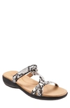 Trotters Raja Slide Sandal In Black White Snake