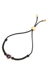 Kate Spade Gold-tone Birthday Gemstone Heart Slider Bracelet In Purple