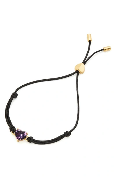 Kate Spade Gold-tone Birthday Gemstone Heart Slider Bracelet In Amethyst