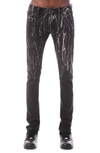 Hvman Strat Punk Paint Splatter Stretch Super Skinny Jeans In Black Opium