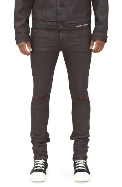 Hvman Strat Overspray Stretch Super Skinny Jeans In Burg