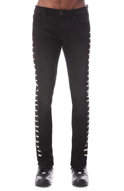 Hvman Straight Lace Punk Stretch Super Skinny Jeans In Black