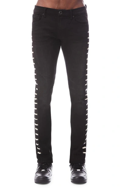 Hvman Straight Lace Punk Stretch Super Skinny Jeans In Black Lace