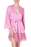 Rya Collection Swan Feather-hem Robe, Inclusive Sizing In Orchid