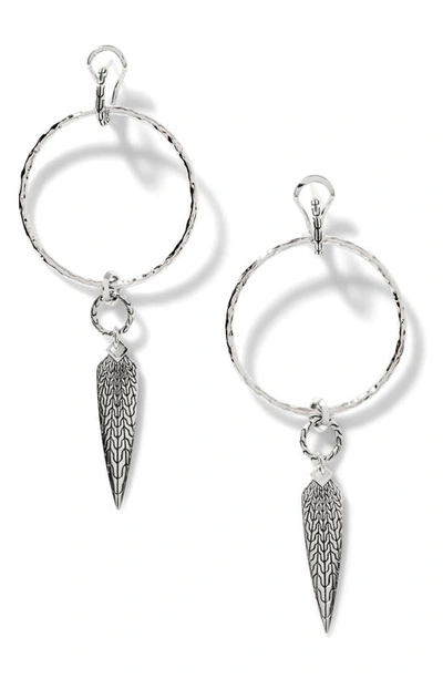 John Hardy Classic Chain Hammered Drop Huggie Hoop Earrings In Silver