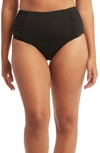 Sea Level High Waist Gathered Side Swim Bottoms In Black