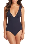 SEA LEVEL FRILL ONE-PIECE SWIMSUIT