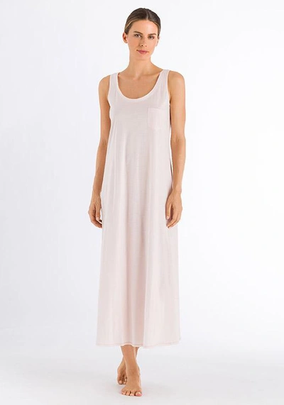 Hanro Cotton Deluxe Long Sleeveless Nightdress In Crystal Pink