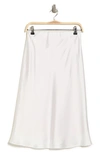 Renee C Solid Satin Midi Skirt In Ivory