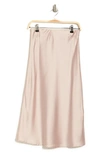 Renee C Solid Satin Midi Skirt In Beige