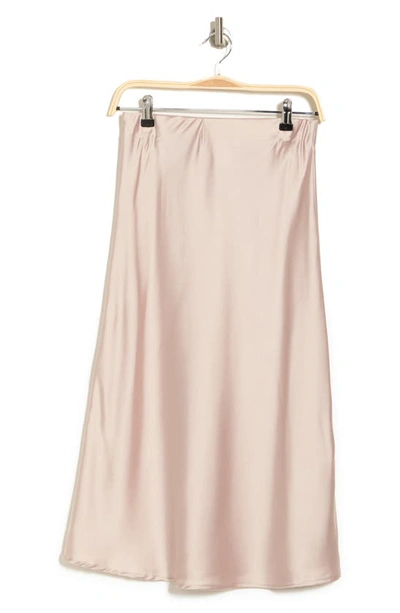 Renee C Solid Satin Midi Skirt In Beige