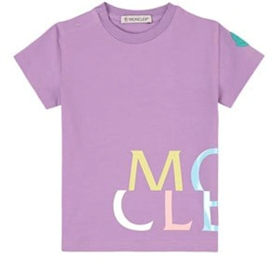 Moncler Kids Purple Logo Stretch-cotton T-shirt