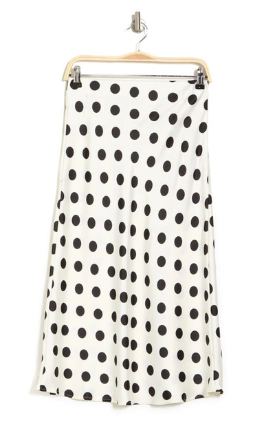 Renee C Polka Dot Satin Midi Skirt In Ivory