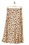 Renee C Cheetah Print Satin Midi Skirt In Taupe