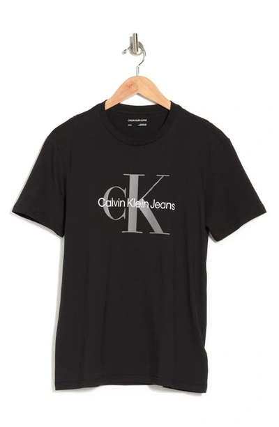 Calvin Klein Monogram Logo Crew Neck T-shirt In Black