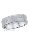 Blackjack Tungsten Cross Ring In Silver