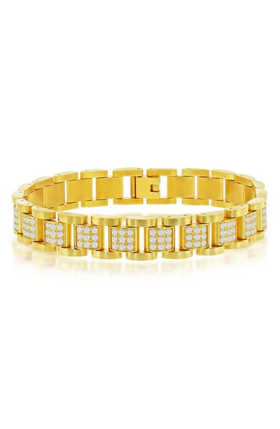 Blackjack Gold-tone Cz Watch Link Bracelet In Yellow