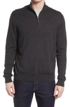 Nordstrom Cashmere Quarter Zip Pullover Sweater In Grey Dark Charcoal Heather