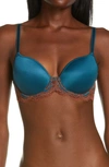 Wacoal Lace Affair Underwire Contour Bra In Blue Coral/ Cherry Mahogany