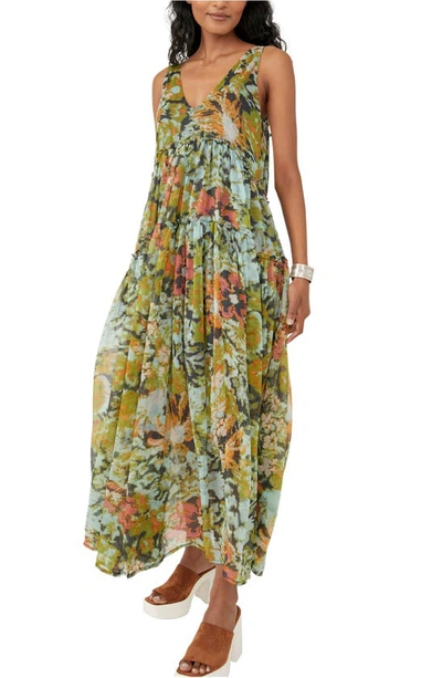 free people green floral dress Free People Kelly Green Popcorn Maxi Dress with Low, Open Back Detail – The  Thrifty Hippy