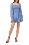 1.state Sleeveless Smocked Neck Dress With Ruffle Tiered Skirt In Porcelain Blue