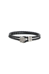 Versace Medusa Logo Double Wire Leather Bracelet In Black