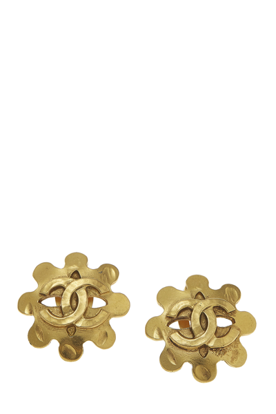 Pre-owned Chanel Gold 'cc' Wheel Earrings