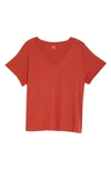Madewell Whisper Cotton V-neck T-shirt In Dark Cinnabar