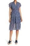 Melrose And Market Tiered Midi Dress In Blue Floral Print