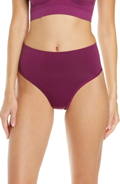 Yummie Ultralight Seamless Shaping Thong In Plum Caspia