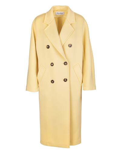 Max Mara Madame2 Double-breasted Woven Coat In Yellow