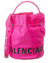 BALENCIAGA FUCHSIA / BLACK LADIES WHEEL XS DRAWSTRING BUCKET