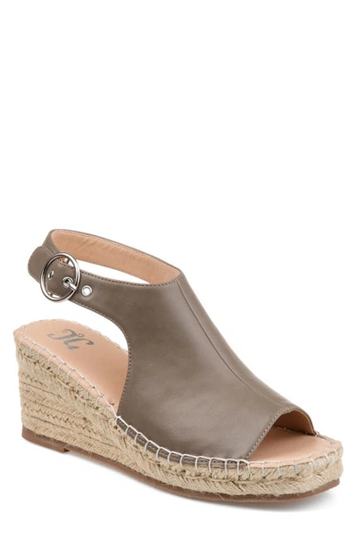 Journee Collection Crew Espadrille Wedge Sandal In Taupe