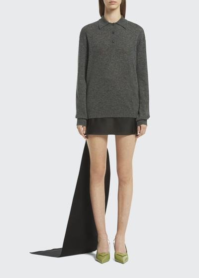 Prada Polo Cashmere Shirt In Slate Gray