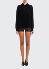 Prada Cashmere Polo T-shirt With Boat Neck In Black