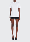 Prada Lace-up Back Jersey T-shirt In F0009 Bianco