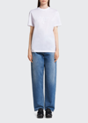 Prada Logo Embroidered Crewneck T-shirt In F0009 Bianco