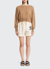 Prada Tie-fastening Off-shoulder Jumper In F0040 Cammello