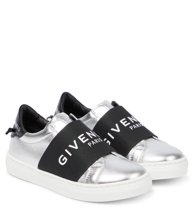 Givenchy Kid's Urban Street Logo Metallic Elastic-strap Sneakers, Toddler/kids In Light Grey