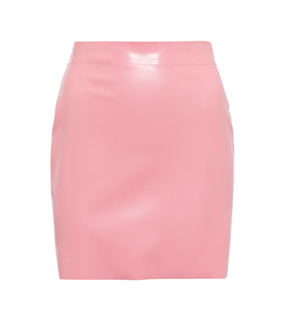 Versace High-shine Mini Skirt In Pink