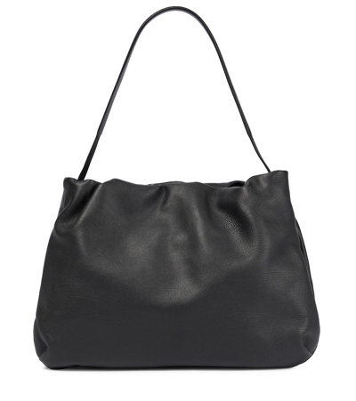 The Row Bourse Small Leather Shoulder Bag In Black
