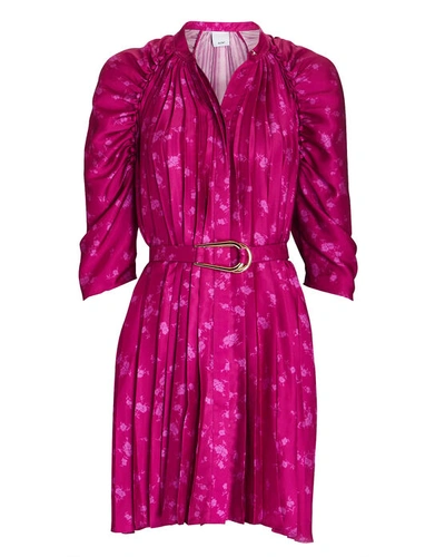 acler ivy pleated floral satin mini dress Floral Print Mini Dress