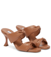 Aquazzura Twist Two-band Slide Sandals In Brown