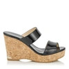 JIMMY CHOO PARKER 100 Black Patent Cork Wedges,PARKER100PAT S