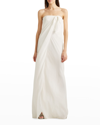 Polo Ralph Lauren Brigitta Tie-knot Strapless Linen Voile Gown In Off White