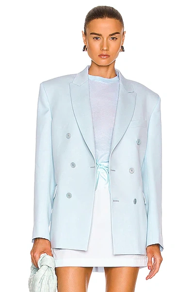 Wardrobe.nyc Wool Double Breasted Blazer With Peak Lapel In Light Blue